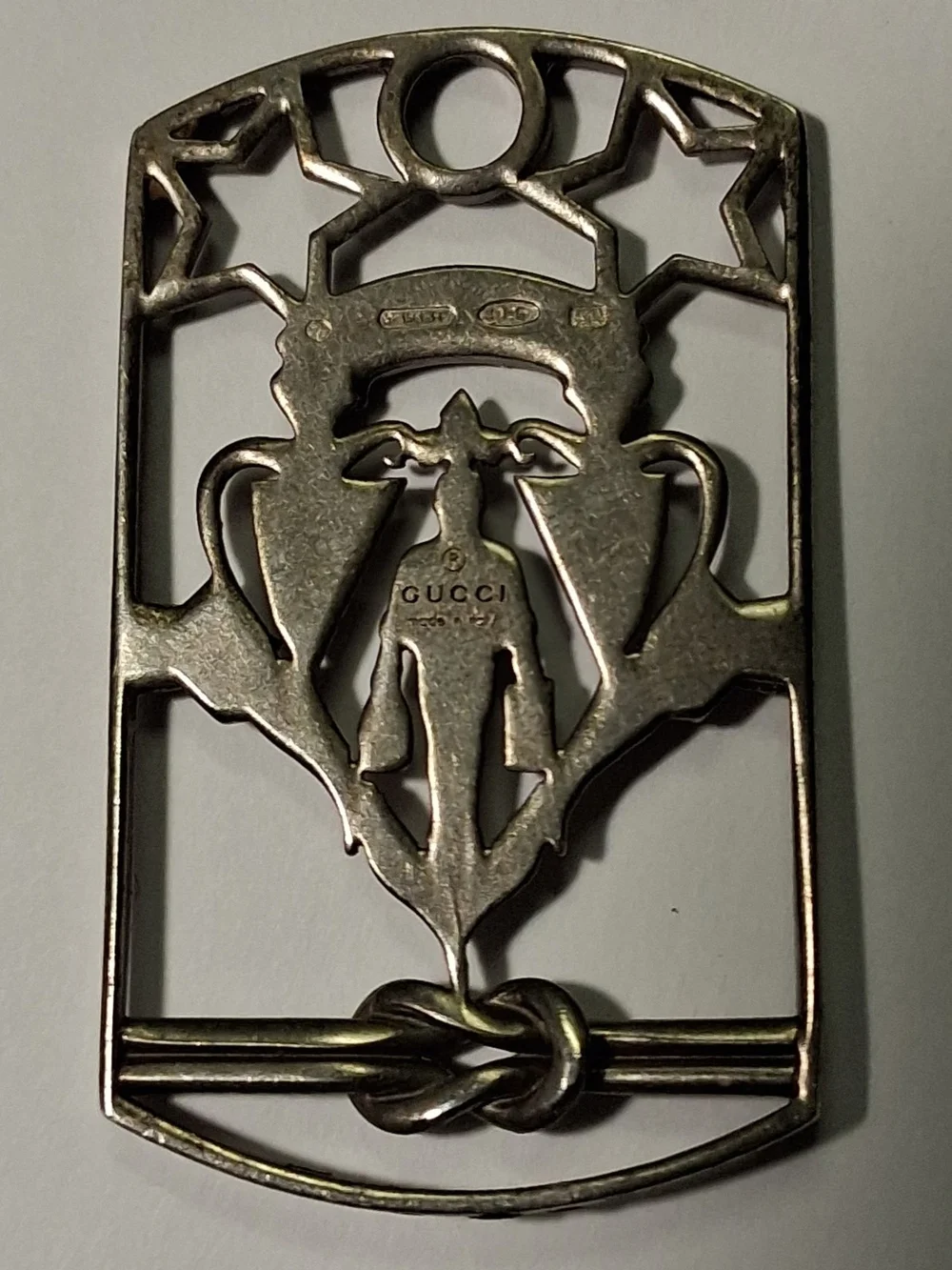RARE 1990s Tom Ford Design Gucci  Knights Crest Dog Tag Necklace - 929 Silver